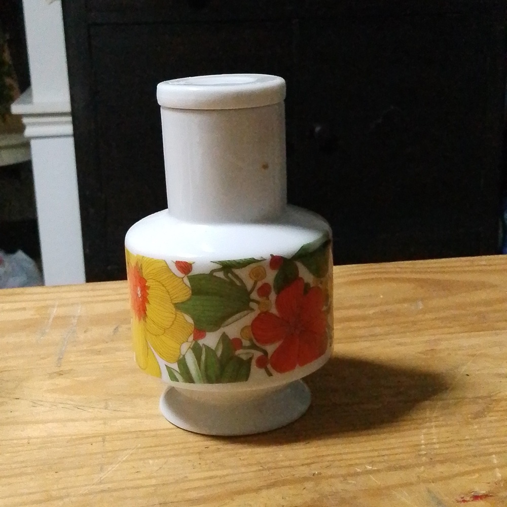 Good wood 70's Porcelain Carafe Floral Retro Japan